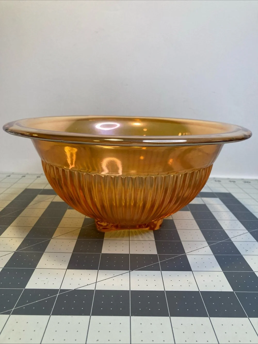 Vintage Federal Marigold Carnival Glass Vertical Ribbed 10